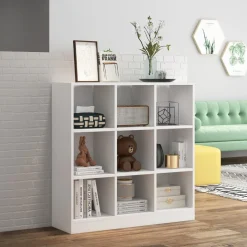 Tangkula 9 Cube Bookshelf, Freestanding 3 Tier Open Bookcase