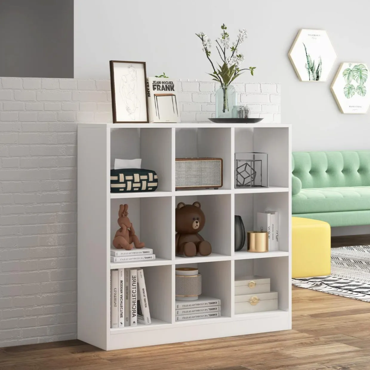 Tangkula 9 Cube Bookshelf, Freestanding 3 Tier Open Bookcase