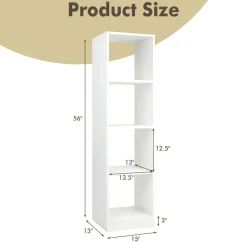 Tangkula 4 Cube Bookshelf, Freestanding 5 Tier Open Bookcase