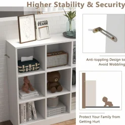 Tangkula 9 Cube Bookshelf, Freestanding 3 Tier Open Bookcase