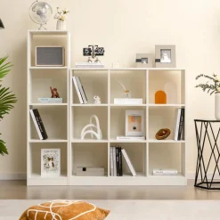 Tangkula 4 Cube Bookshelf, Freestanding 5 Tier Open Bookcase