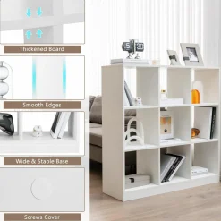 Tangkula 9 Cube Bookshelf, Freestanding 3 Tier Open Bookcase