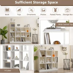 Tangkula 9 Cube Bookshelf, Freestanding 3 Tier Open Bookcase