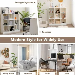 Tangkula 9 Cube Bookshelf, Freestanding 3 Tier Open Bookcase
