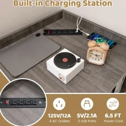 Tangkula 9 Cube Corner Bookshelf with Charging Station, 90 Degree Corner Cabinet w/2 USB Ports & 4 Outlets