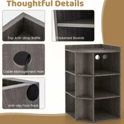 Tangkula 9 Cube Corner Bookshelf with Charging Station, 90 Degree Corner Cabinet w/2 USB Ports & 4 Outlets