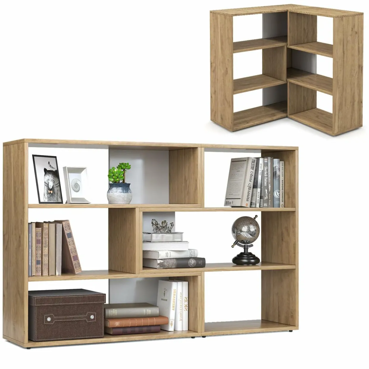 Tangkula 6 Cubes Bookcase, 2-Piece Separable Floor Standing Open Horizontal Bookshelf