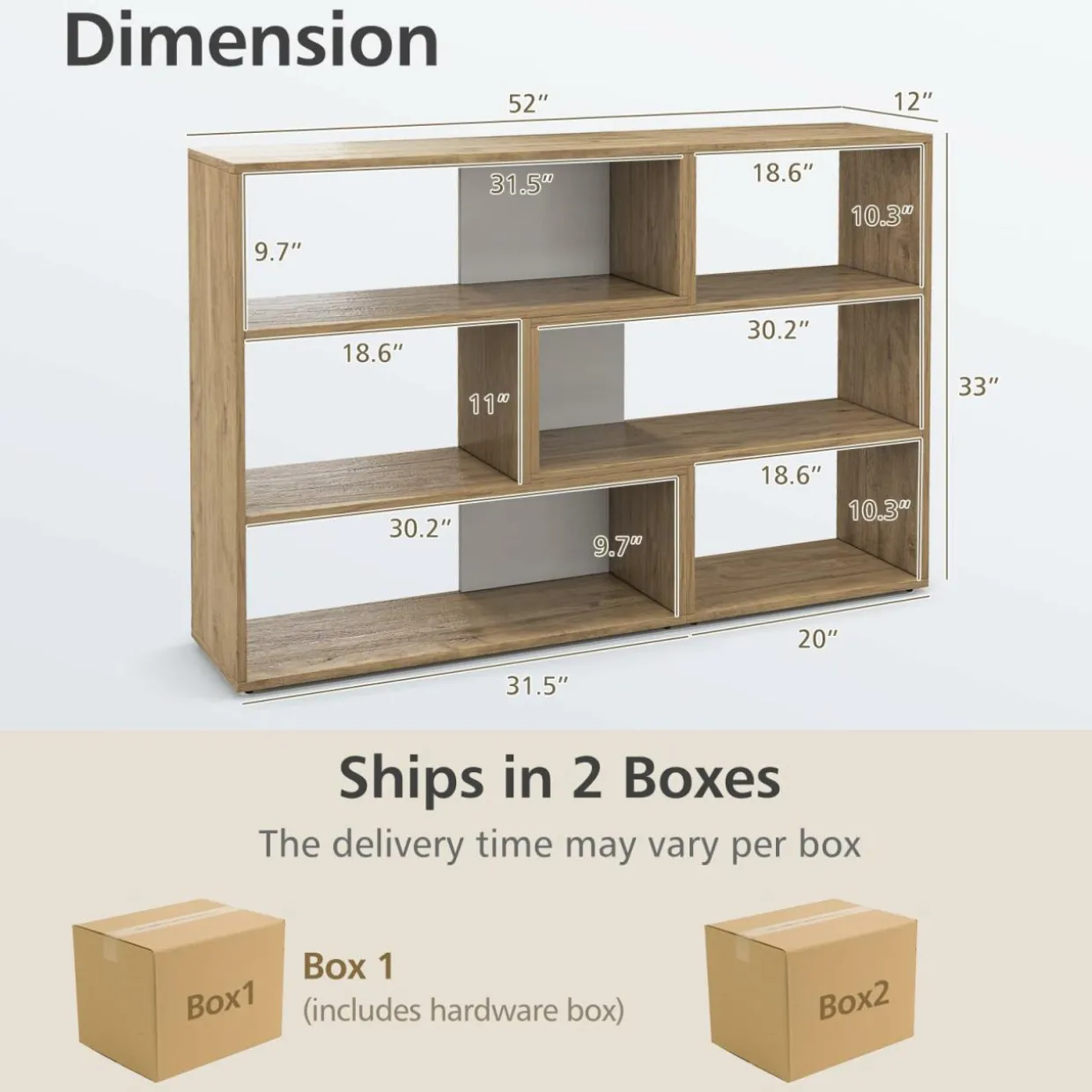 Tangkula 6 Cubes Bookcase, 2-Piece Separable Floor Standing Open Horizontal Bookshelf