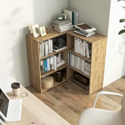 Tangkula 6 Cubes Bookcase, 2-Piece Separable Floor Standing Open Horizontal Bookshelf