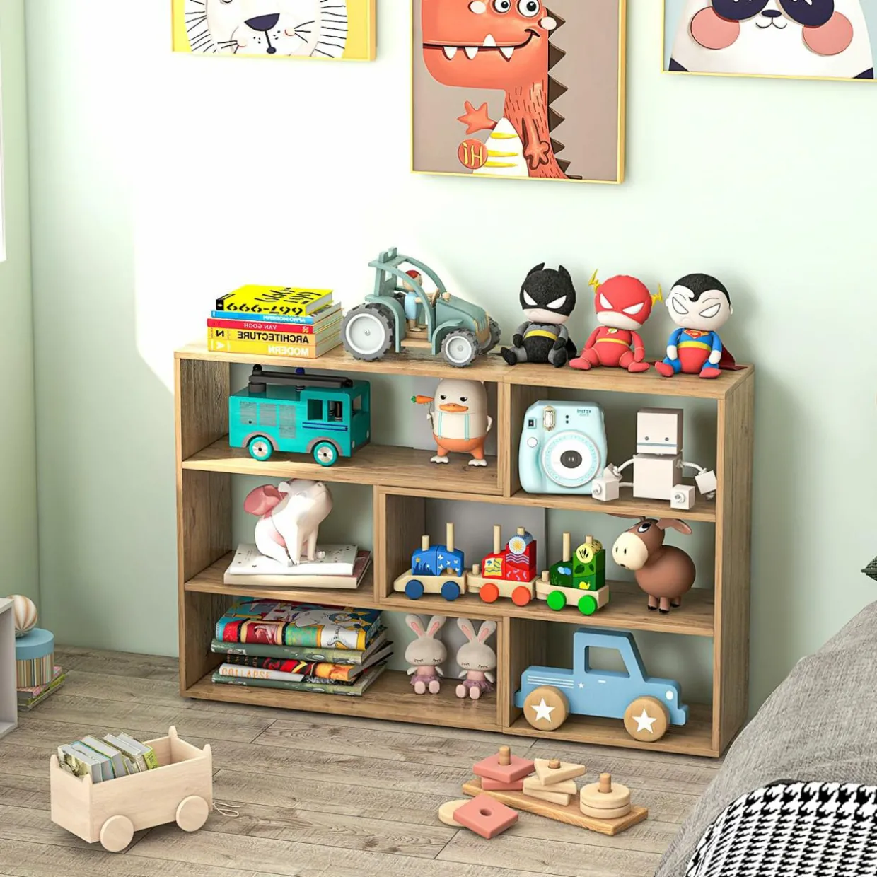 Tangkula 6 Cubes Bookcase, 2-Piece Separable Floor Standing Open Horizontal Bookshelf