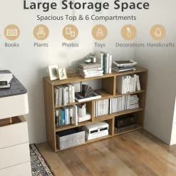 Tangkula 6 Cubes Bookcase, 2-Piece Separable Floor Standing Open Horizontal Bookshelf