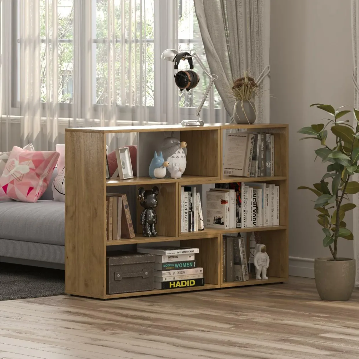 Tangkula 6 Cubes Bookcase, 2-Piece Separable Floor Standing Open Horizontal Bookshelf