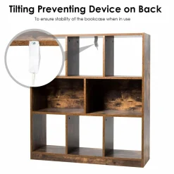 Tangkula 8 Cubes Industrial Wooden Bookcase, Freestanding Bookshelf with Open Shelves