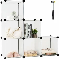 Tangkula 6 Cubes Storage Organizer, DIY Plastic PP Closet Cabinet