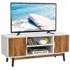 Tangkula 2 Door TV Stand for TVs up to 50 inch Flat Screen, Entertainment Center w/Open Storage Shelf