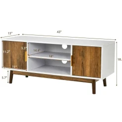 Tangkula 2 Door TV Stand for TVs up to 50 inch Flat Screen, Entertainment Center w/Open Storage Shelf
