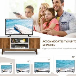 Tangkula 2 Door TV Stand for TVs up to 50 inch Flat Screen, Entertainment Center w/Open Storage Shelf