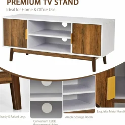 Tangkula 2 Door TV Stand for TVs up to 50 inch Flat Screen, Entertainment Center w/Open Storage Shelf