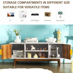 Tangkula 2 Door TV Stand for TVs up to 50 inch Flat Screen, Entertainment Center w/Open Storage Shelf