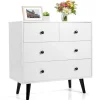 Tangkula 4 Drawer Dresser, Freestanding Storage Cabinet with Legs & Metal Handles, Modern Storage Drawer for Bedroom, Nursery Room (White)