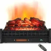 Tangkula 26" Electric Fireplace Log Set Heater with Remote, 5 Flame Modes & Brightness