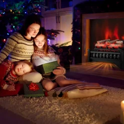 Tangkula 20" Electric Fireplace Log Set Heater with Adjustable Temp