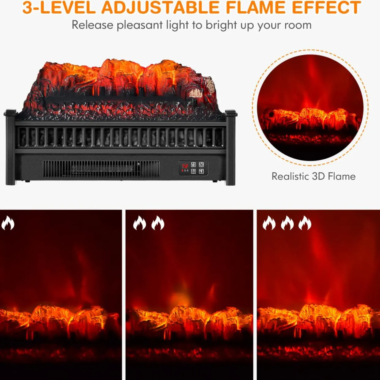 Tangkula 23" Electric Fireplace Log Heater, 1400 W Freestanding Electric Fireplace Stove Insert