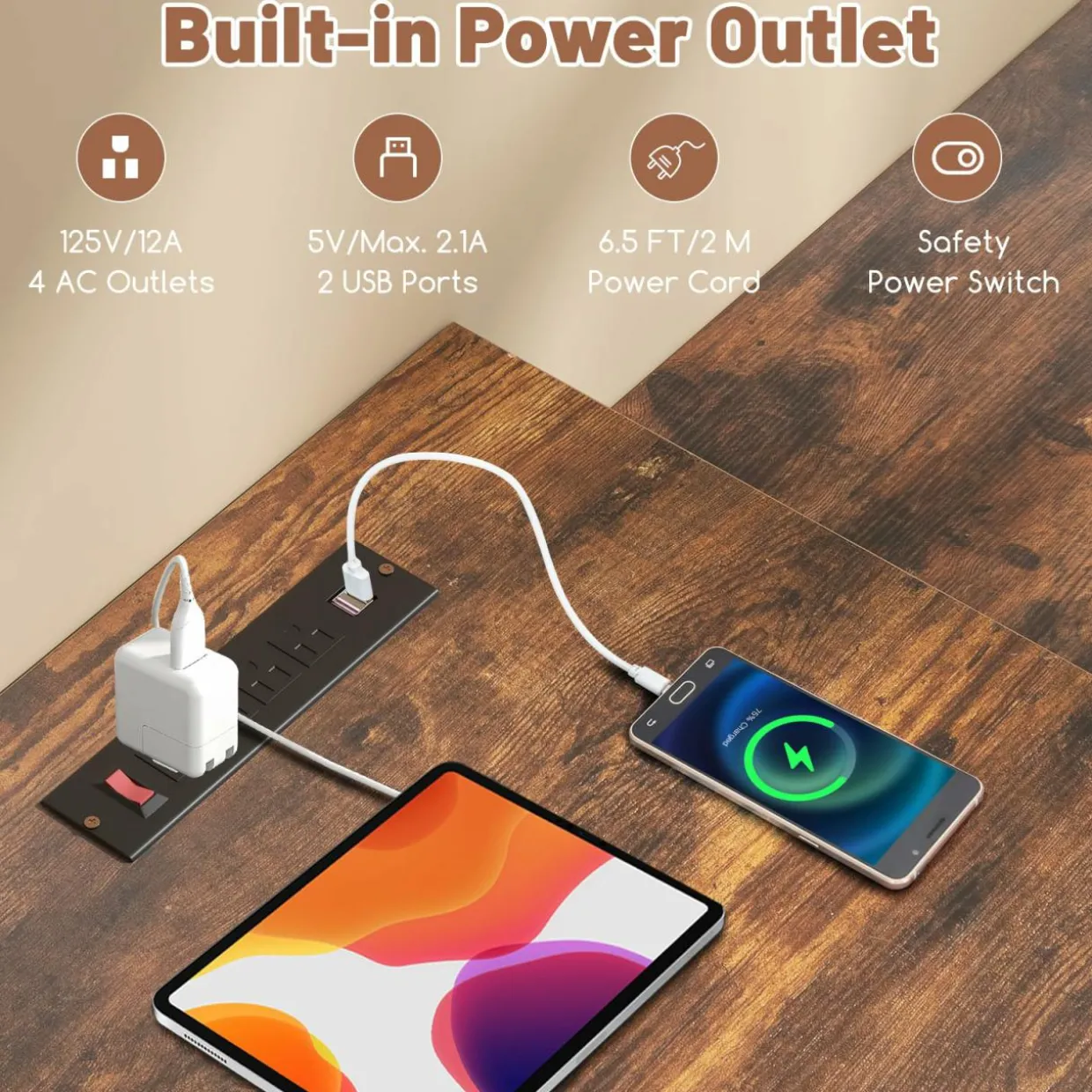 Tangkula 97" Extra Long 2-Person Computer Desk with Power Outlet