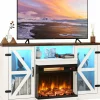 Tangkula 58” Fireplace TV Stand with 23” 3-Side Glass Electric Fireplace