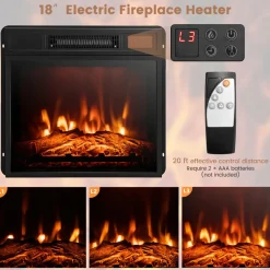 Tangkula 58” Fireplace TV Stand, Home Entertainment Center with 18” 1400W Electric Fireplace