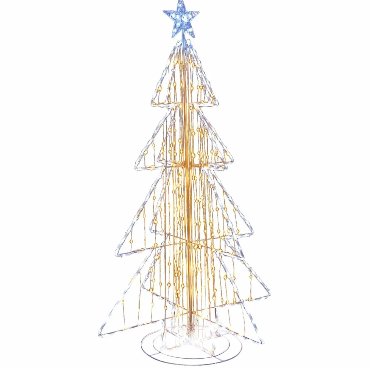 Tangkula 5 FT Animated Lighted Christmas Tree, Light-up Xmas Tree with 252 Warm & 202 Cold LED Lights