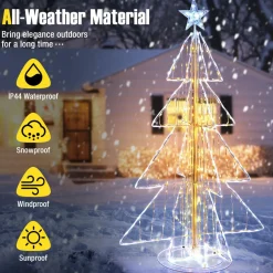 Tangkula 5 FT Animated Lighted Christmas Tree, Light-up Xmas Tree with 252 Warm & 202 Cold LED Lights