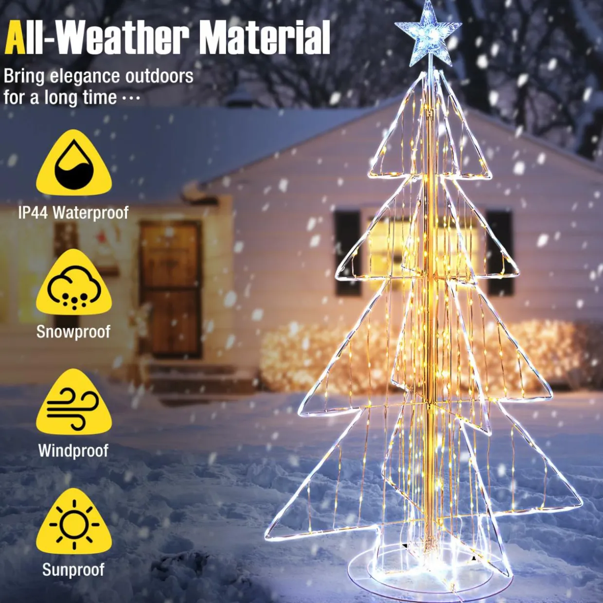 Tangkula 5 FT Animated Lighted Christmas Tree, Light-up Xmas Tree with 252 Warm & 202 Cold LED Lights