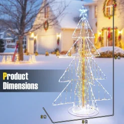 Tangkula 5 FT Animated Lighted Christmas Tree, Light-up Xmas Tree with 252 Warm & 202 Cold LED Lights