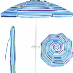 Tangkula 7.2 FT Beach Umbrella, Portable Beach Umbrella W/Sand Anchor & Tilt Mechanism, 8 Sturdy Rib & Premium Steel Pole, Carrying Bag