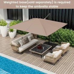 TANGKULA 9.5 FT Cantilever Patio Umbrella, Outdoor Square Offset Umbrella with 360-degree Rotation