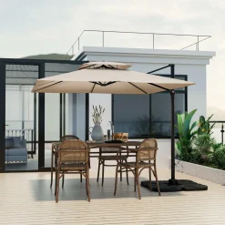 TANGKULA 9.5 FT Cantilever Patio Umbrella, Outdoor Square Offset Umbrella with 360-degree Rotation