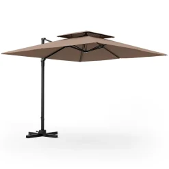 TANGKULA 9.5 FT Cantilever Patio Umbrella, Outdoor Square Offset Umbrella with 360-degree Rotation