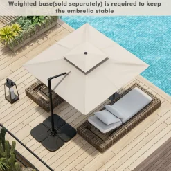 TANGKULA 9.5 FT Cantilever Patio Umbrella, Outdoor Square Offset Umbrella with 360-degree Rotation