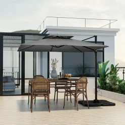 TANGKULA 9.5 FT Cantilever Patio Umbrella, Outdoor Square Offset Umbrella with 360-degree Rotation