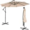 Tangkula 10 ft Cantilever Umbrella w/32 Solar-Powered LED Lights, Functional Tilting System & Hand-Crank Mechanism