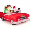 Tangkula 7.7 FT Christmas Inflatable Santa Claus & Reindeer Riding Car with Gift Bag