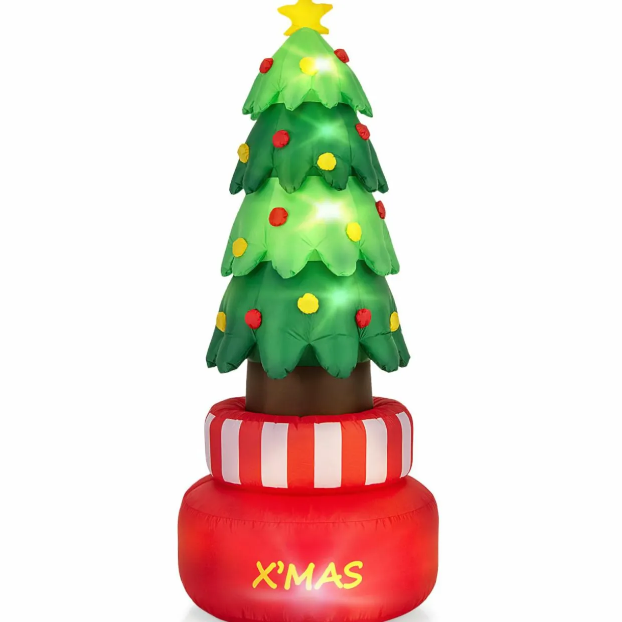 Tangkula 8 FT Christmas Inflatables, Blow-up Rotating Xmas Tree with Built-in LED Lights