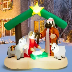 Tangkula 6.7 FT Christmas Inflatable Nativity Scene with LED Lights & Built-in Air Blower