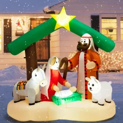 Tangkula 6.7 FT Christmas Inflatable Nativity Scene with LED Lights & Built-in Air Blower
