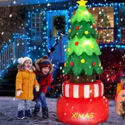 Tangkula 8 FT Christmas Inflatables, Blow-up Rotating Xmas Tree with Built-in LED Lights
