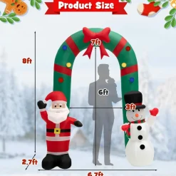 Tangkula 8 FT Christmas Inflatable Archway w/ Santa Claus & Snowman