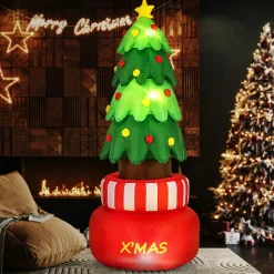 Tangkula 8 FT Christmas Inflatables, Blow-up Rotating Xmas Tree with Built-in LED Lights