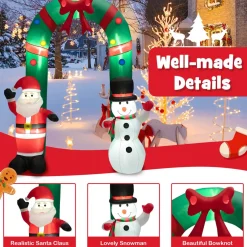 Tangkula 8 FT Christmas Inflatable Archway w/ Santa Claus & Snowman