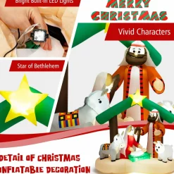 Tangkula 6.7 FT Christmas Inflatable Nativity Scene with LED Lights & Built-in Air Blower